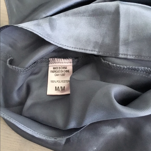 La Vie En Rose Smooth Satin Steel Blue Halter Sleeping Tank Top - Picture 5 of 6